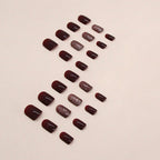 Glittery Maroon Squoval Press-on Nails