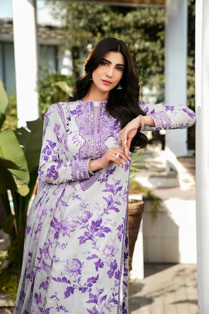 ANEELAS PRINTED KARANDI EMBROIDERY DRESS 3 PIECE V518 - Unstitched