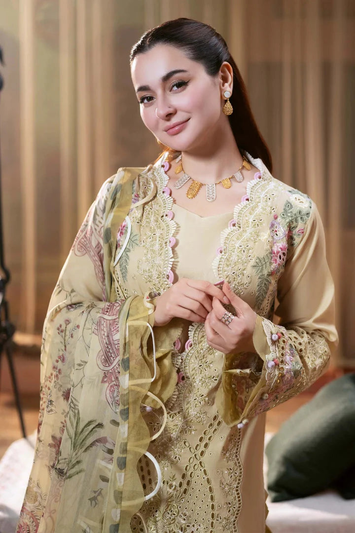 JADE DHANAK UNSTITCHED-3PC Embroidered Shirt with Digital Printed WOOL SHAL V523