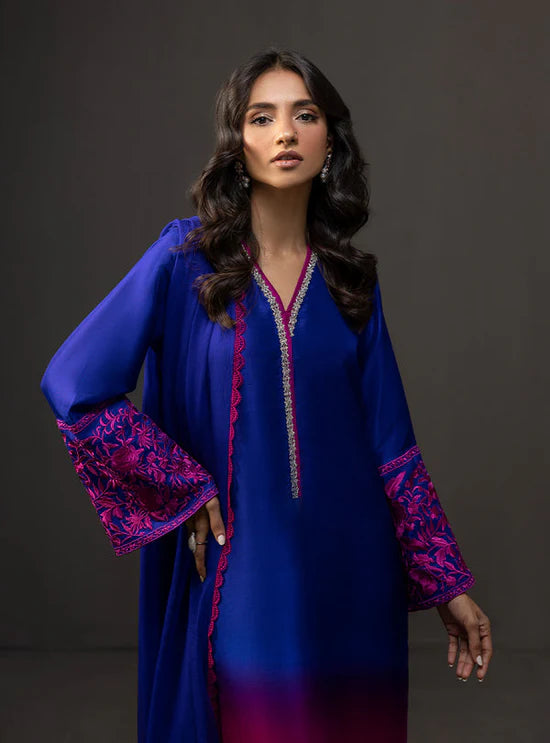 Zainab Chottani - 3 Piece Unstitched Embroidered and Printed SIlk Suit V230