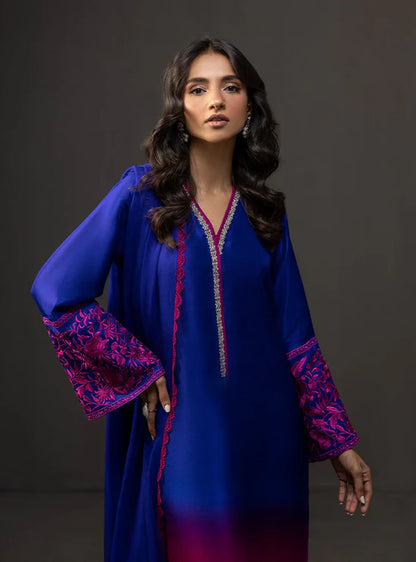 Zainab Chottani - 3 Piece Unstitched Embroidered and Printed SIlk Suit V230