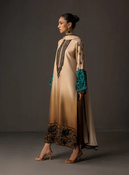 Zainab Chottani - 3 Piece Unstitched Embroidered and Printed SIlk Suit V229