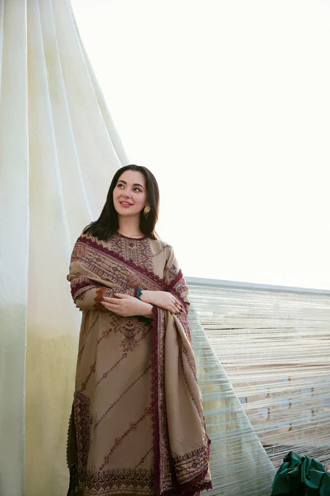 FLORENT-3PC DHANAK EMBROIDERED UNSTITCHED SUIT V258