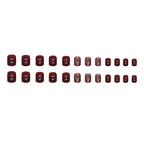 Glittery Maroon Squoval Press-on Nails