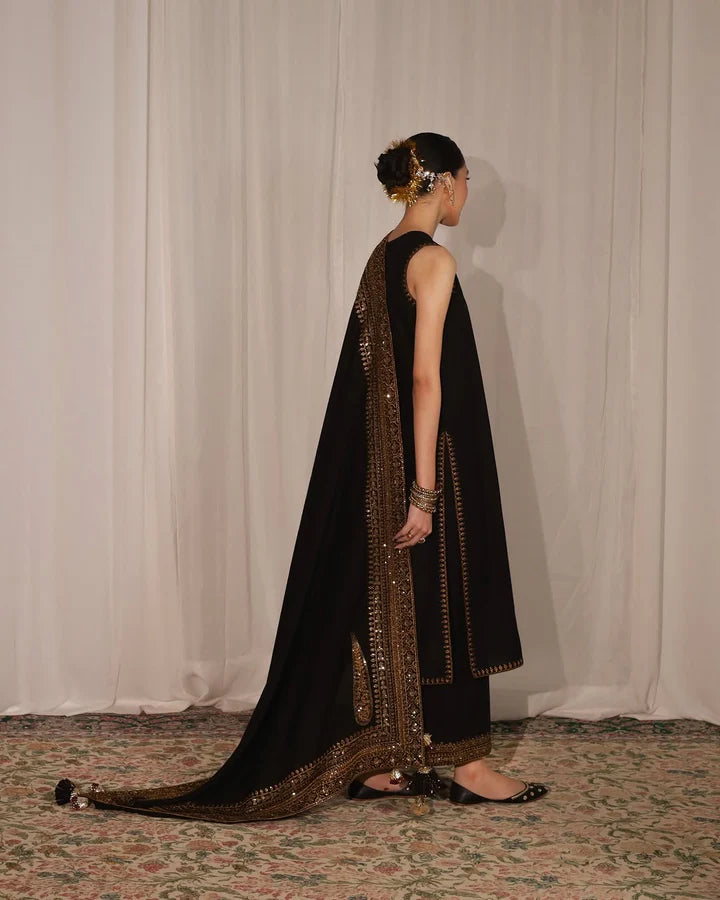 Black Mystique Dhanak Unstitched | 3pcSuit V239