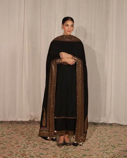 Black Mystique Dhanak Unstitched | 3pcSuit V239