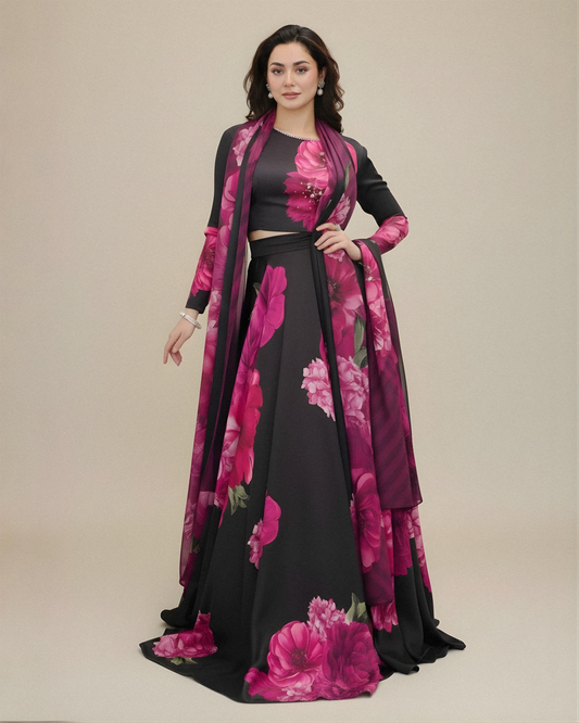 LULUSAR Silk 3PC Digital Printed V108 - Unstitched