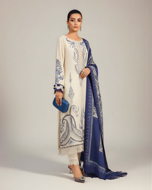 MARIA B - 3PC KHADDAR EMBROIDERED SUTE MB715 - Unstitched