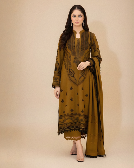 UNSTITCHED DHANAK 3PC SUIT V251