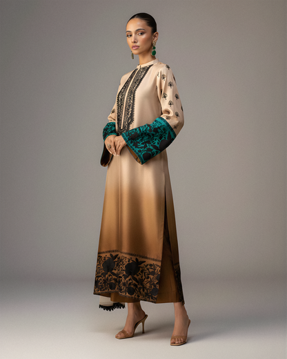 Zainab Chottani - 3 Piece Unstitched Embroidered and Printed SIlk Suit V229