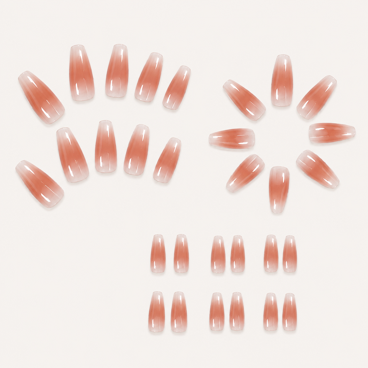 Beige & Peach Fancy Almond Press-On Nails