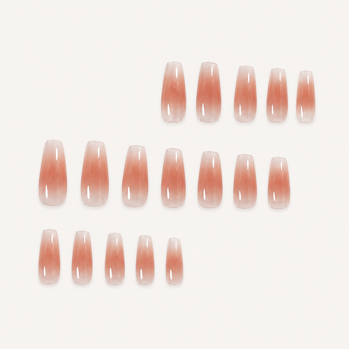 Beige & Peach Fancy Almond Press-On Nails