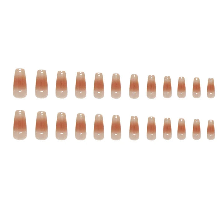 Beige & Peach Fancy Almond Press-On Nails