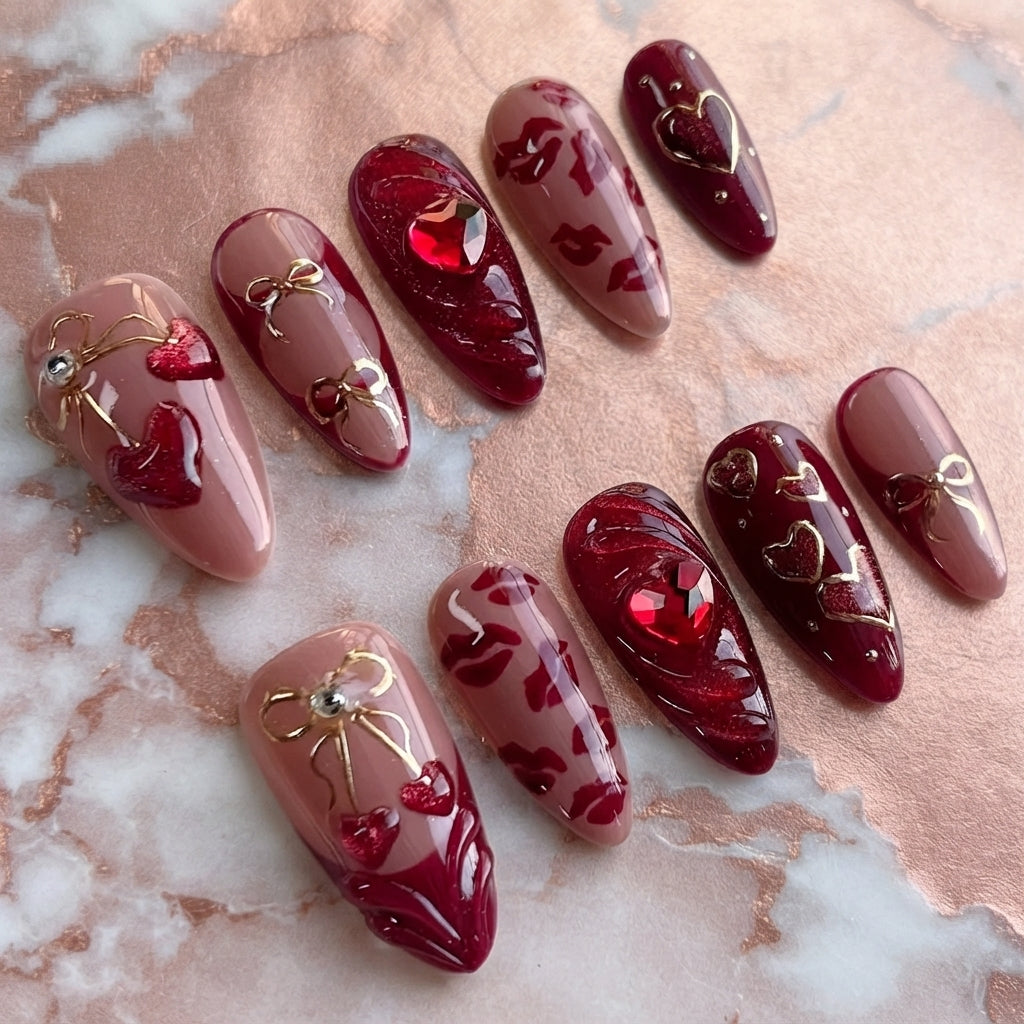 Luxury Foil Bow & Girl Red