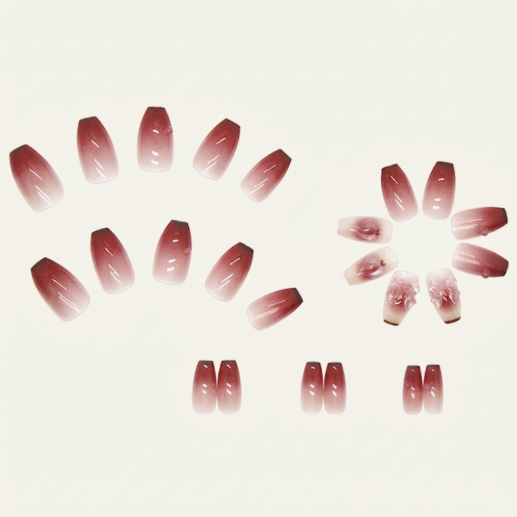 Shiny Butterfly Dark Pink - Press On Nail