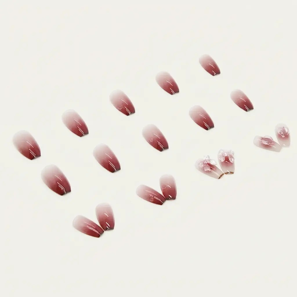 Shiny Butterfly Dark Pink - Press On Nail