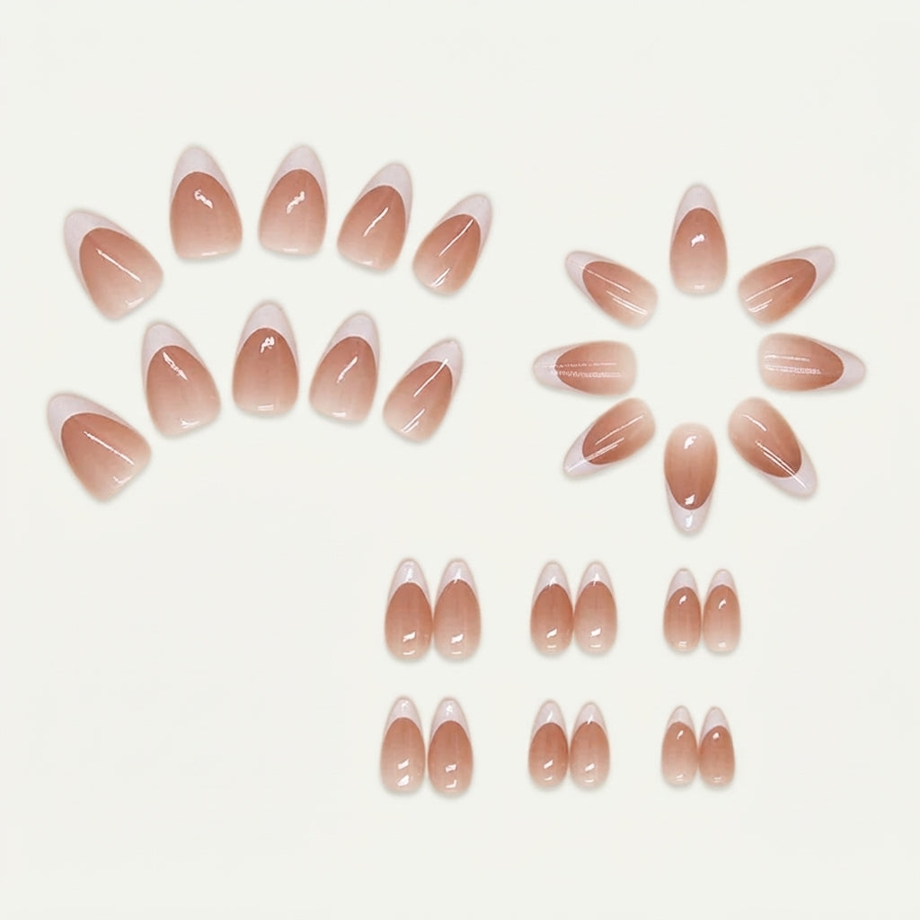 Classic Crepe Pink Tip Almond Press-On Nails
