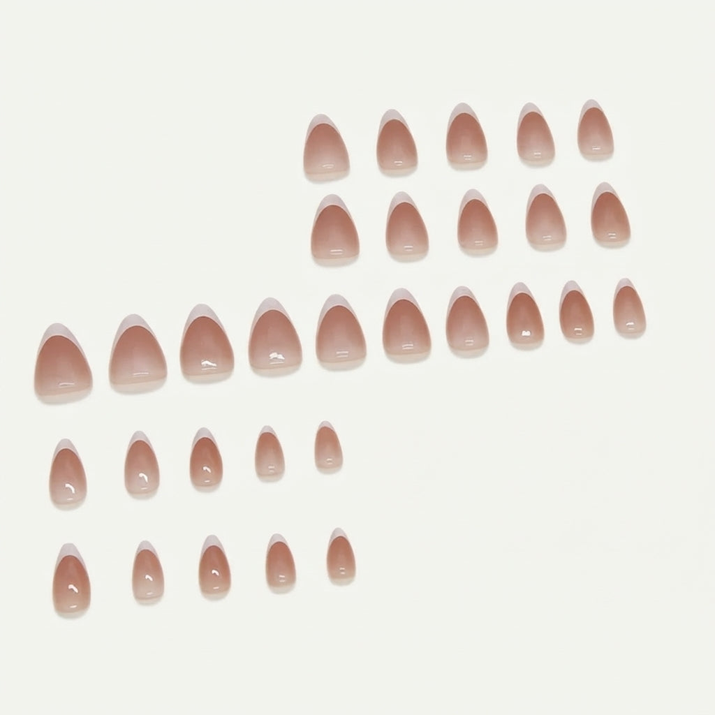 Classic Crepe Pink Tip Almond Press-On Nails