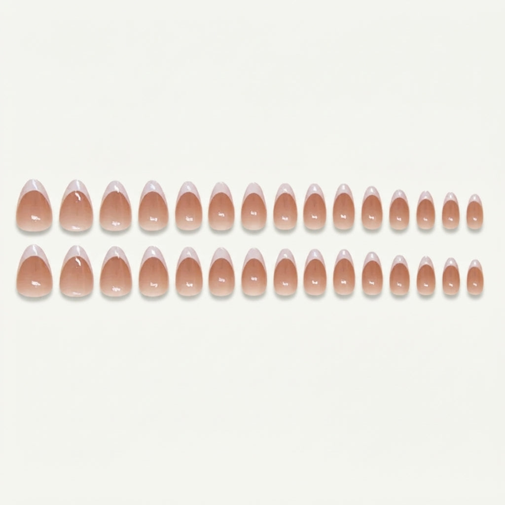 Classic Crepe Pink Tip Almond Press-On Nails