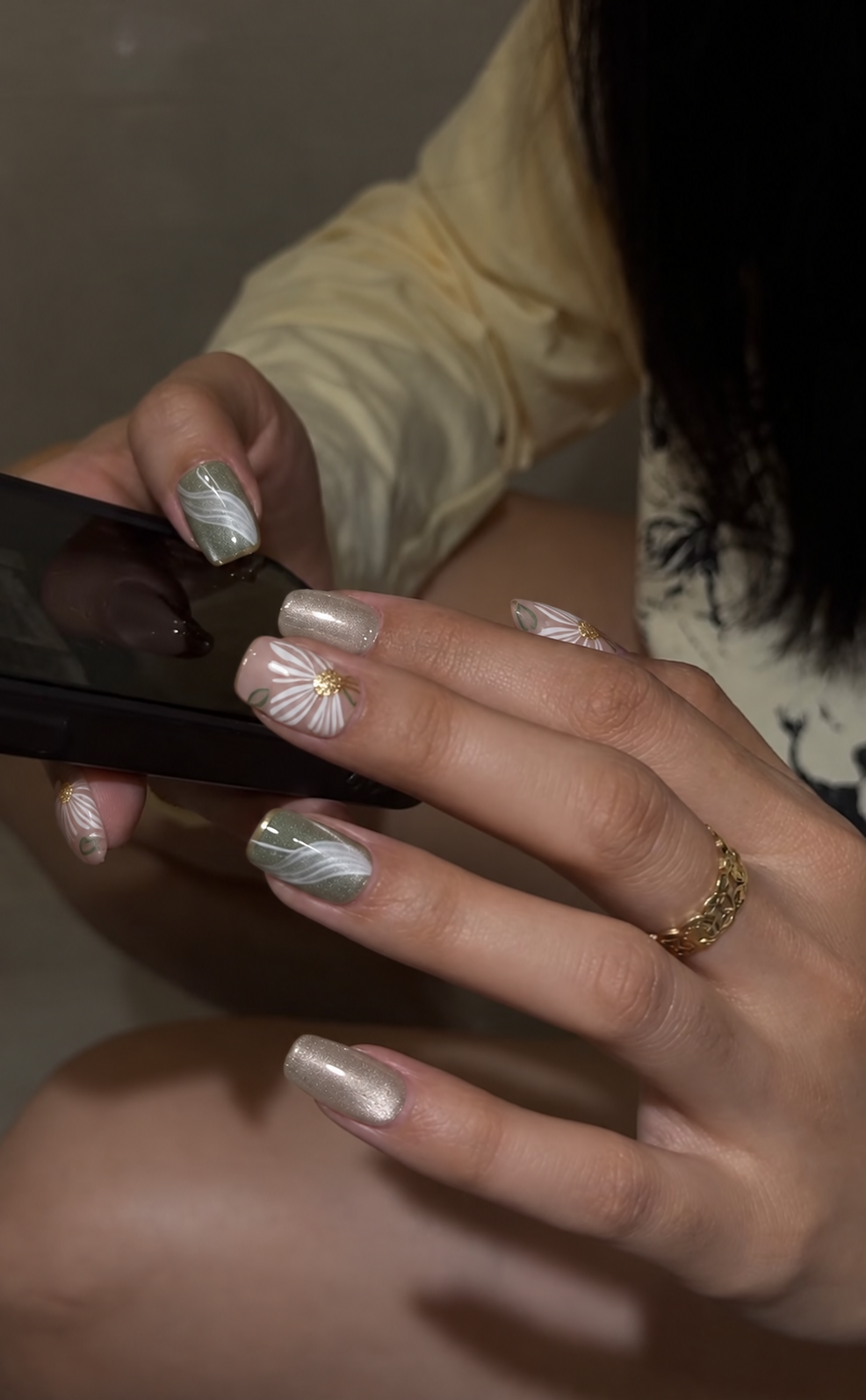 Daisy Flower Square Press-on Nails