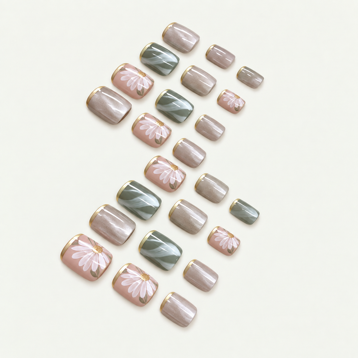 Daisy Flower Square Press-on Nails