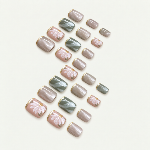Daisy Flower Square Press-on Nails