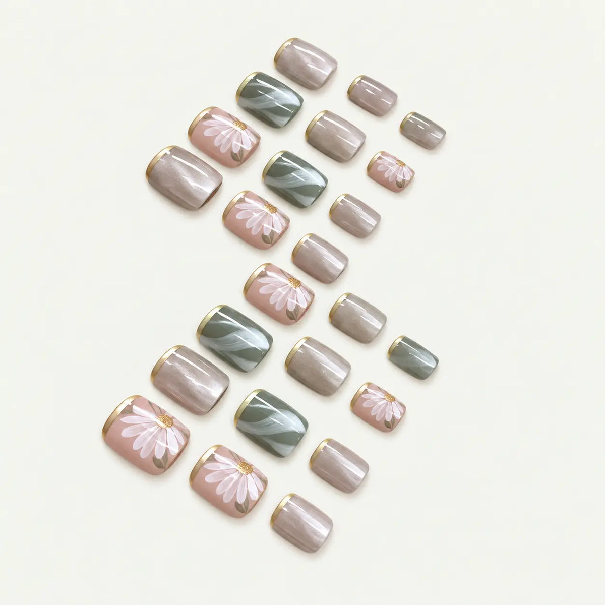 Daisy Flower Square Press-on Nails