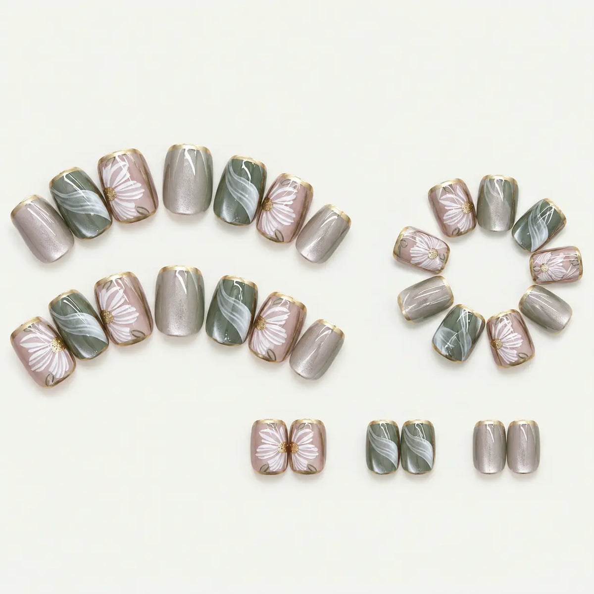 Daisy Flower Square Press-on Nails