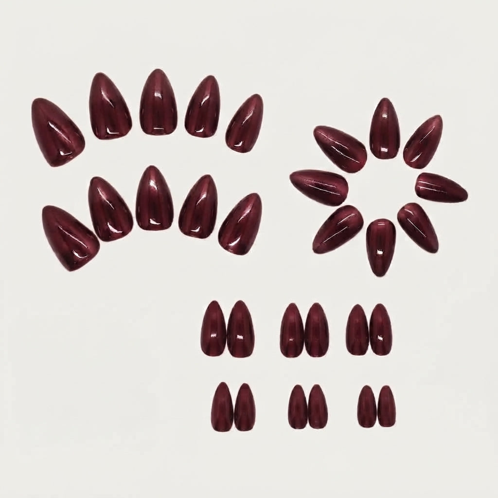 Deep Red Shiny Press-on Nails