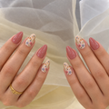 Florals & Primrose Pink Squoval Press-on Nails