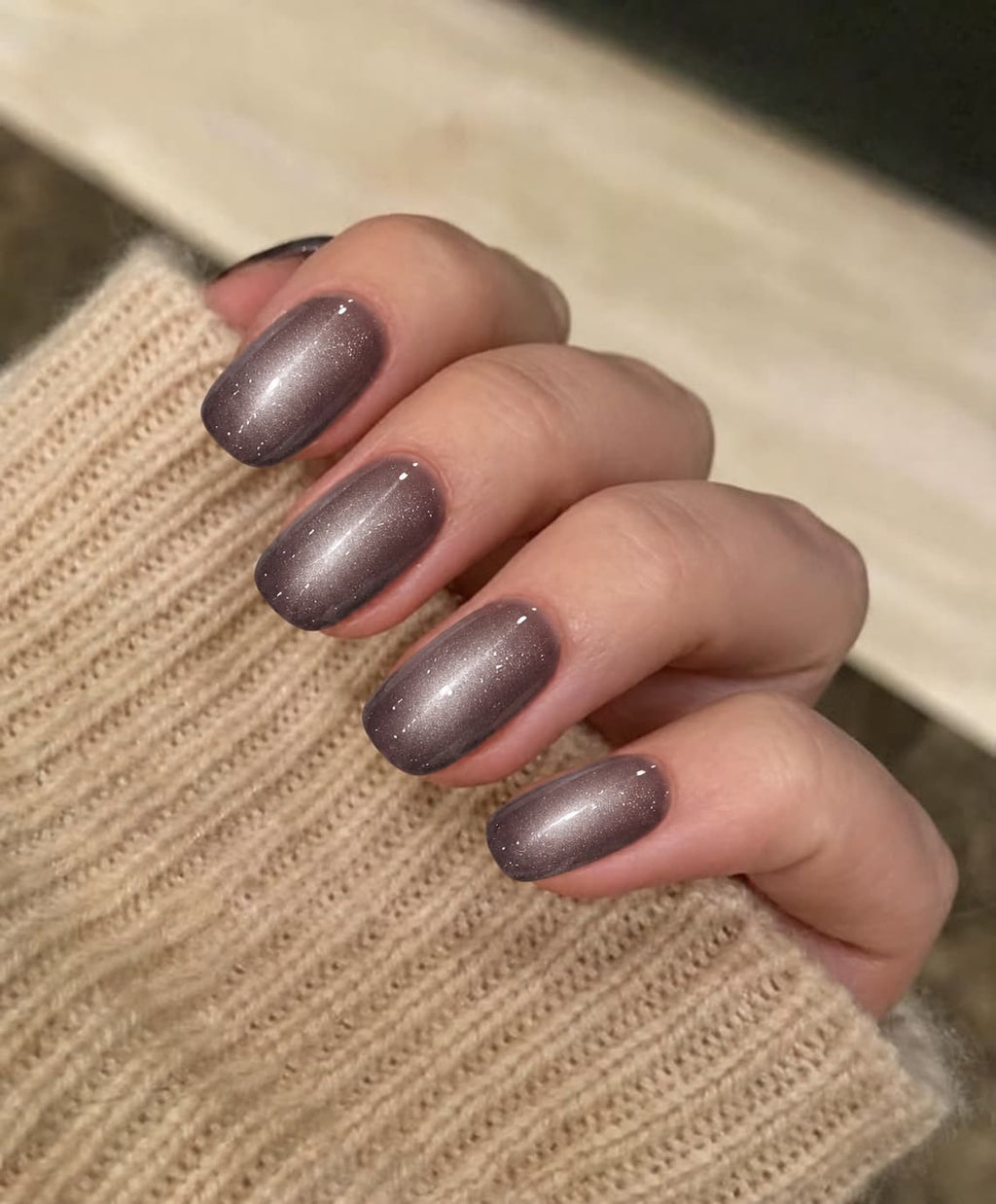 Grape Purple Cat-Eye Squoval Press-on Nails