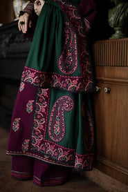 BATIK-3PC DHANAK EMBROIDERED SHIRT WITH DHANAK EMBROIDERED SHAWL AND TROUSER V678 - Unstitched