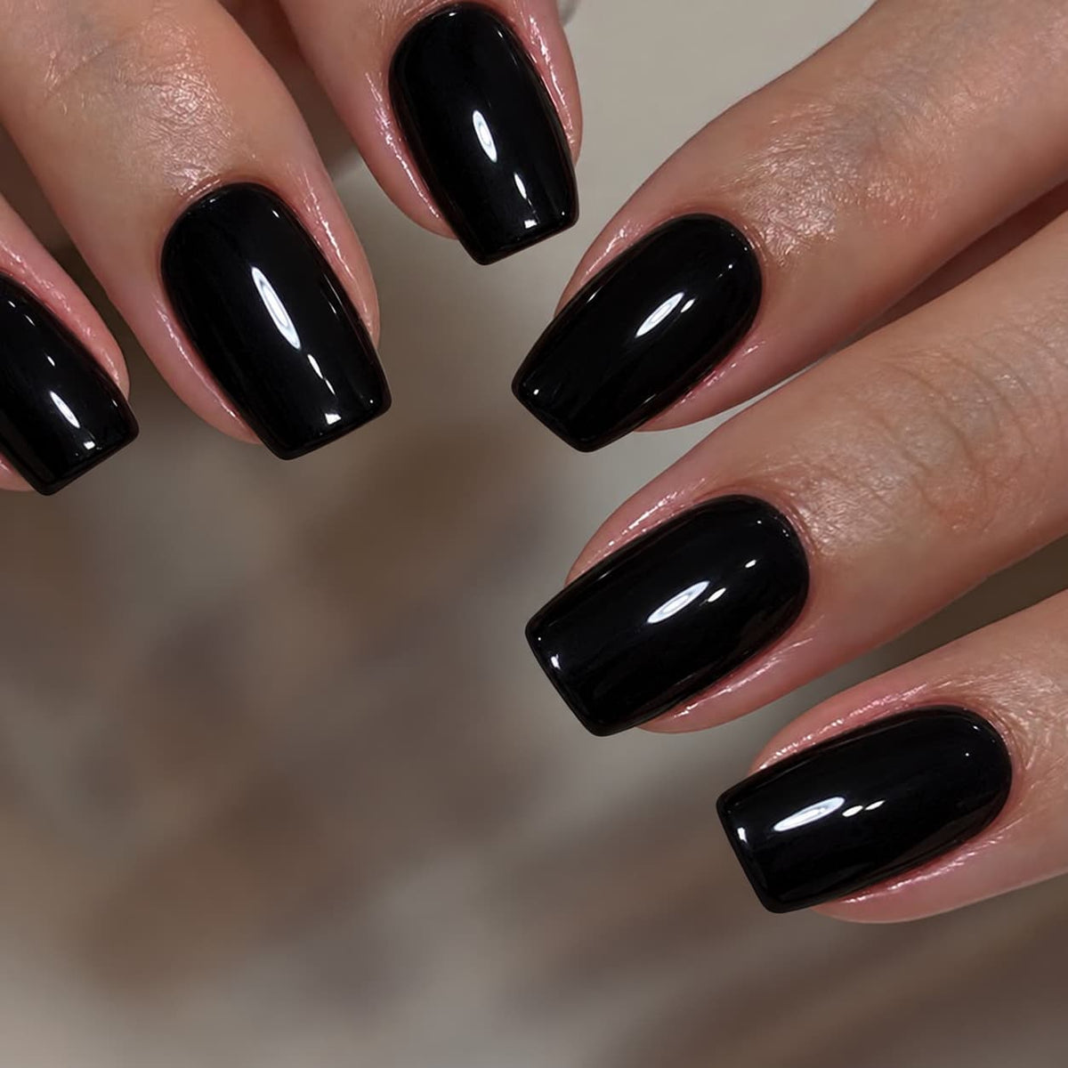 Jet Black Squoval Press-on Nails