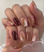 Marbled Foil Dark Tones Almond Press-on Nails