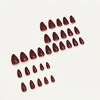 Deep Wine Dark Maroon Almond Shape Press-On Nail