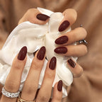Deep Wine Dark Maroon Almond Shape Press-On Nail