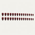 Deep Wine Dark Maroon Almond Shape Press-On Nail