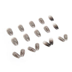 Silver Foil Black Grey Ombre Coffin Press-on Nails
