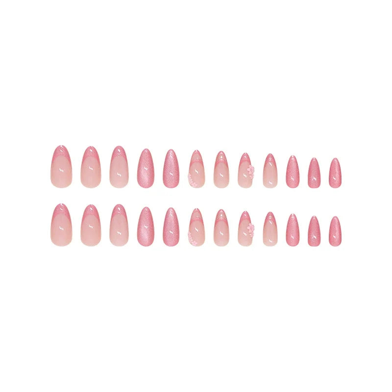 Pink Sakura Flower Almond Press-on Nails