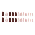 Jelly Bow Pink & Maroon Almond Press-on Nails