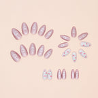 Strawberry Heart Pink Almond Press-on Nails