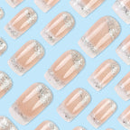 Silver Glitter French Square Press-on Nails