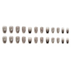 Silver Foil Black Grey Ombre Coffin Press-on Nails