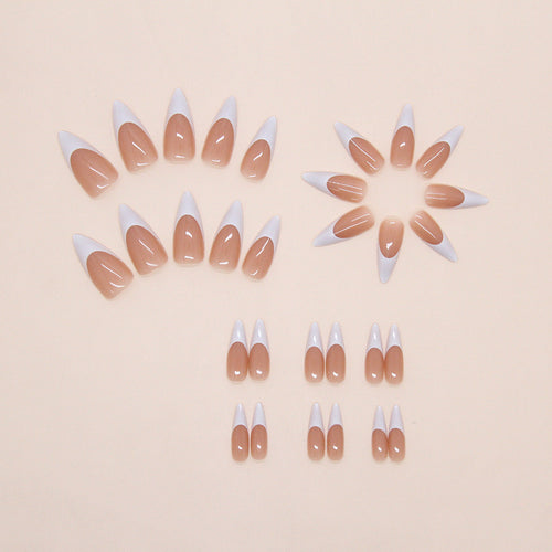 Coffee Latte French Almond Press-on Nails