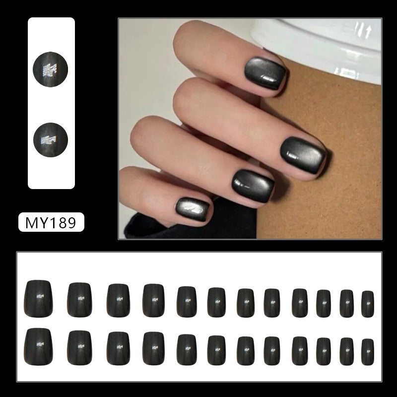 Galaxy Chrome Black Squoval Press-on Nails
