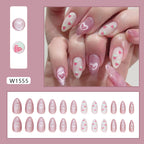 Strawberry Heart Pink Almond Press-on Nails