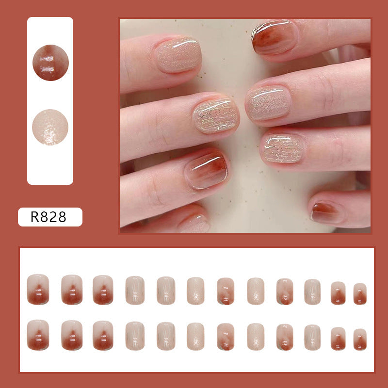 Caramel Amber Glitter Squoval Press-on Nails