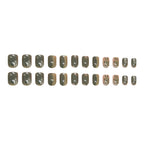 Forest Green Marble Squoval Press-on Nails