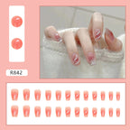 Silver Foil Pink Blush Coffin Press-on Nails