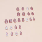 Strawberry Heart Pink Almond Press-on Nails
